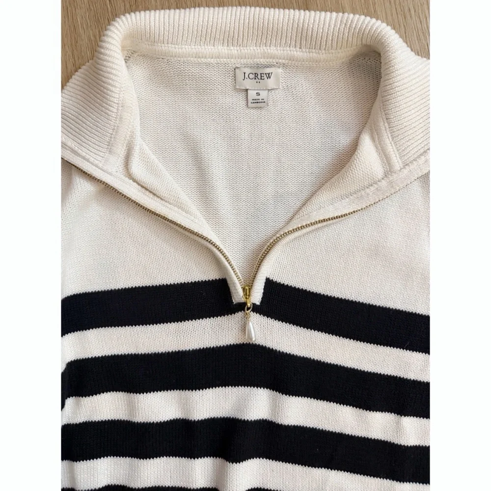 J. Crew Striped half-zip sweater with pearl zipper - Picture 6 of 10